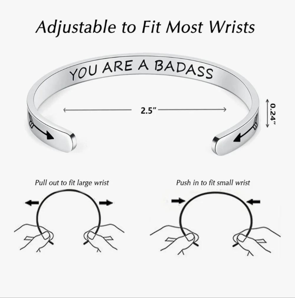 Silver Inspirational Cuff Bracelet